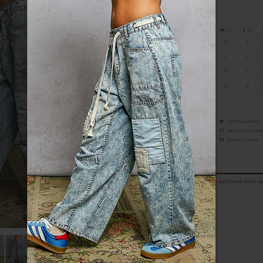 🎉 POL “ Dawn 2 “ POL Denim  Pants with Patchwork Detail 87 - Picture 4 of 6
